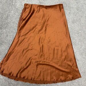 Elegant Orange Satin Skirt